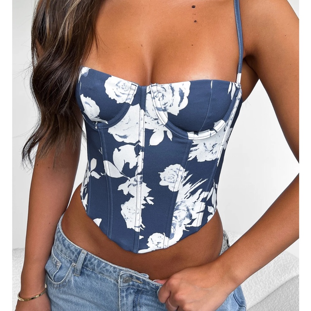 NWT Whitefox Boutique Navy Floral Corset